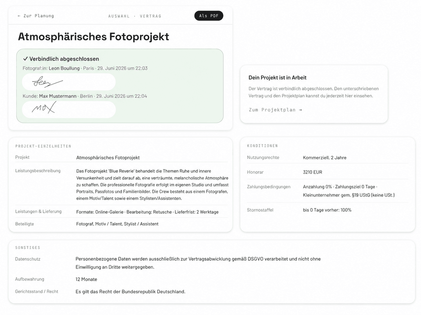 Finale Übergabe und Freigabe der Bilder